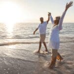 Couple walking on the beach
