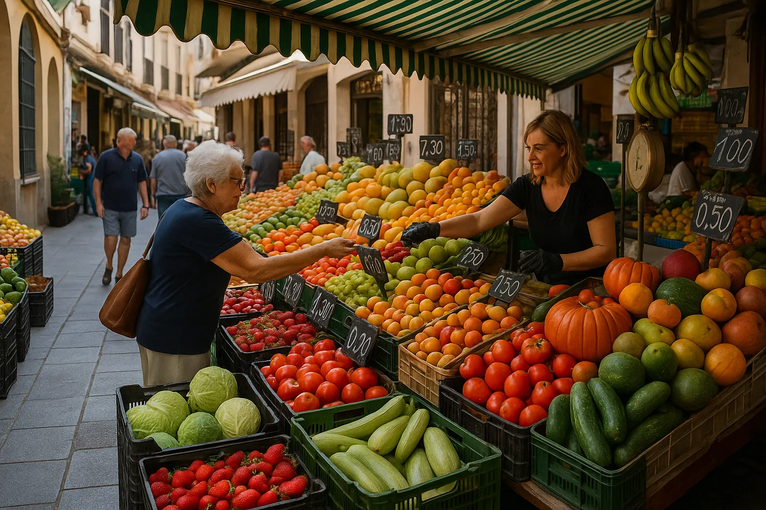 Fresh produce in Malaga market – cost of living Costa del Sol vs London New York Toronto