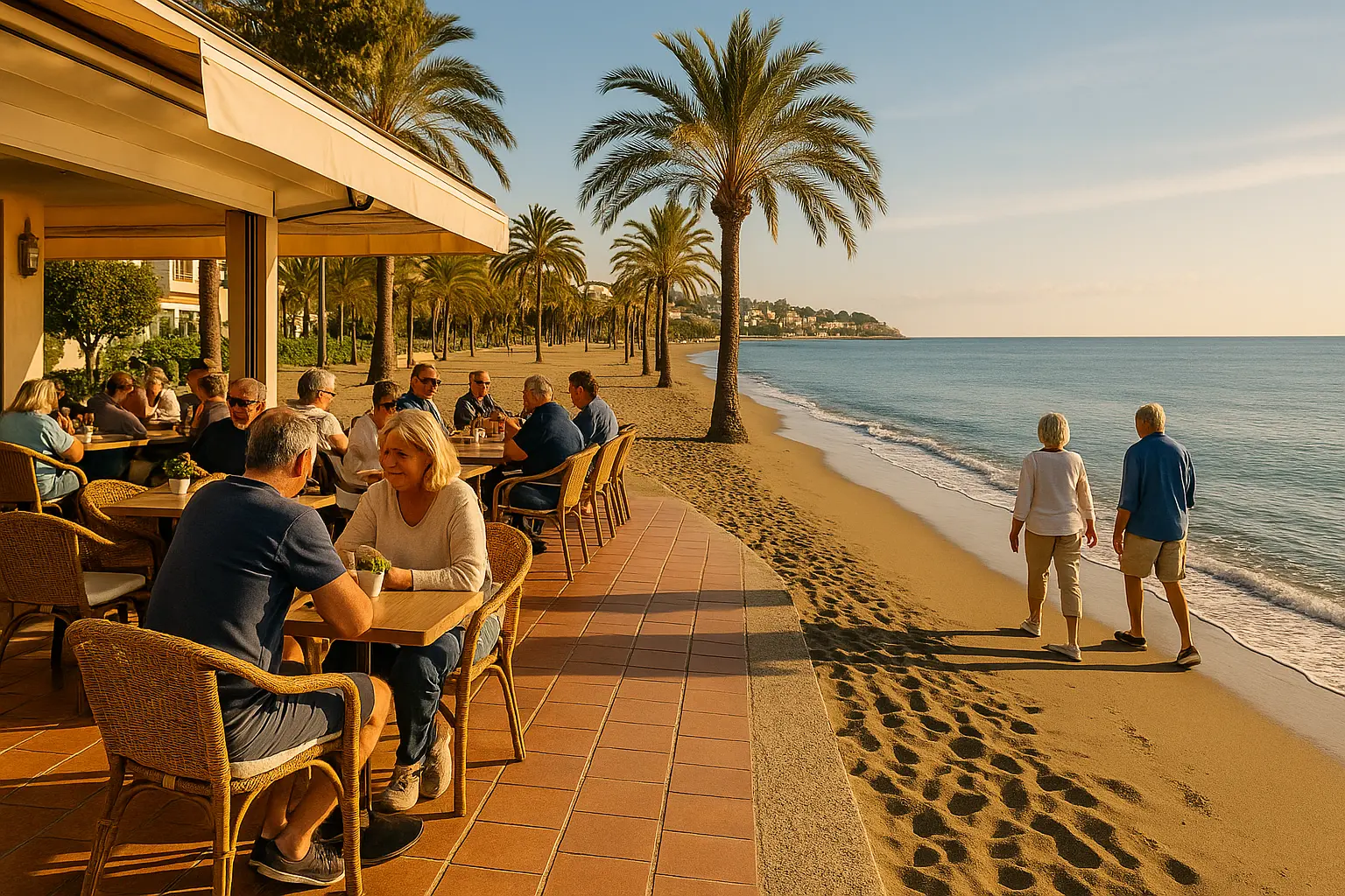 Retirees enjoying outdoor life on the Costa del Sol