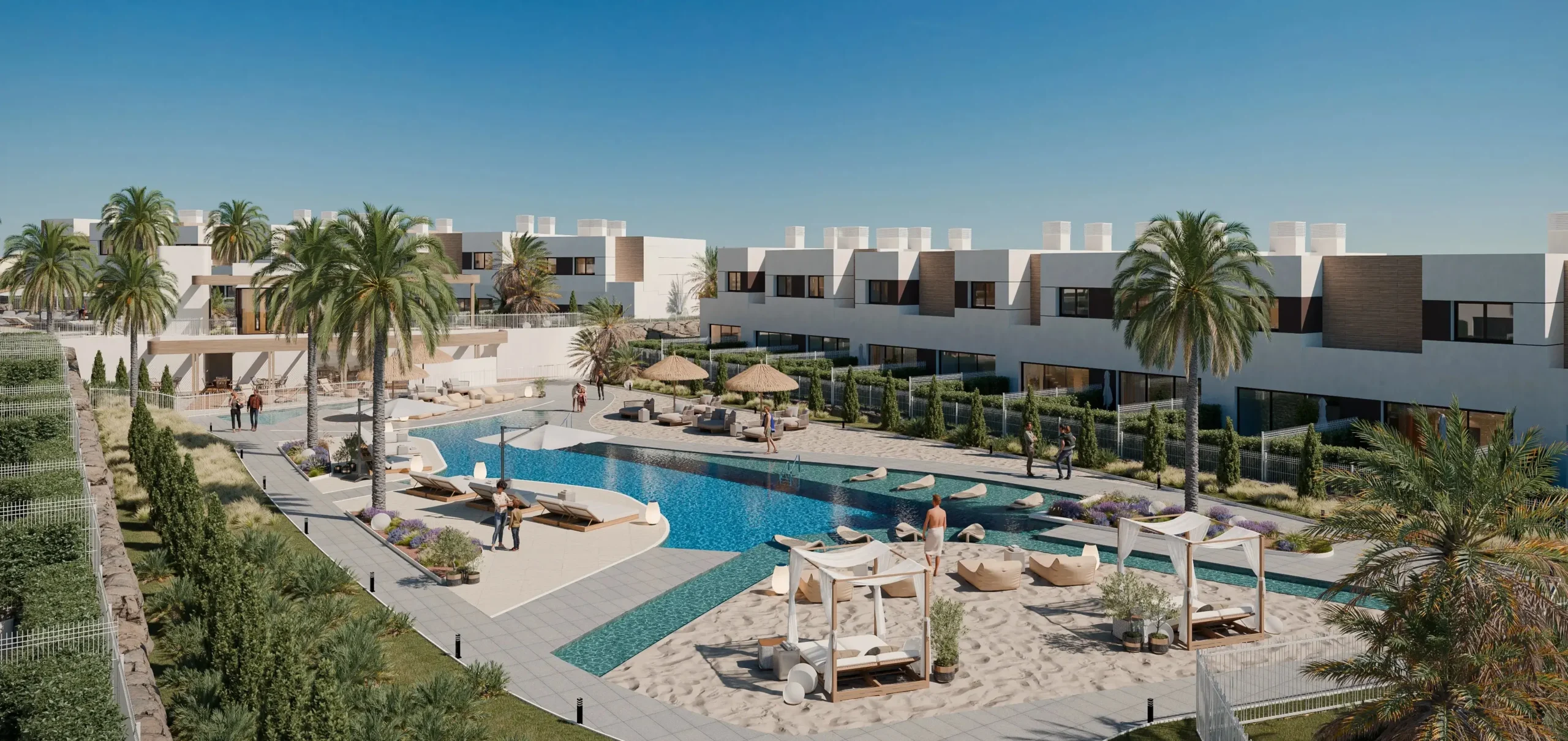 Townhouses For Sale in Benahavis | Family Homes & Communities 1 Townhouses in Benahavís with communal pool gardens and private terraces