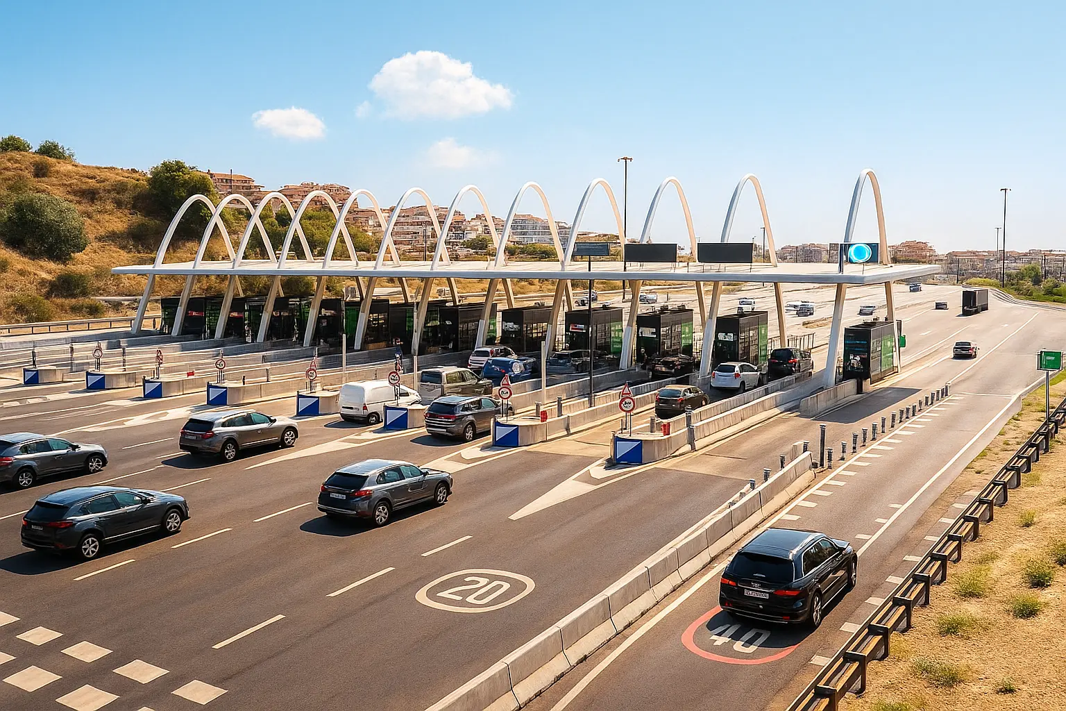 Motorway on the Costa del Sol with toll signs