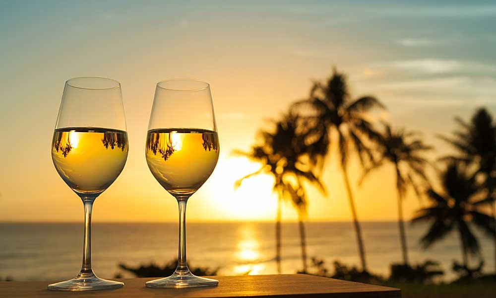 Chilled white wine in Spain on a sunny day