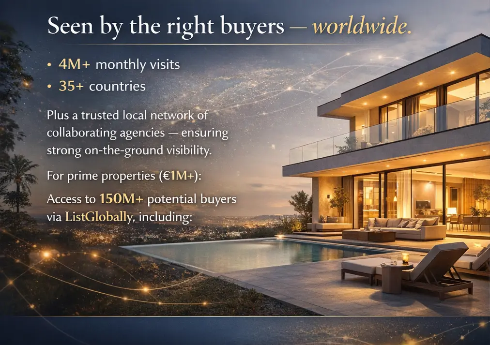 Luxury home marketing combining international syndication, social media exposure and local agency collaboration