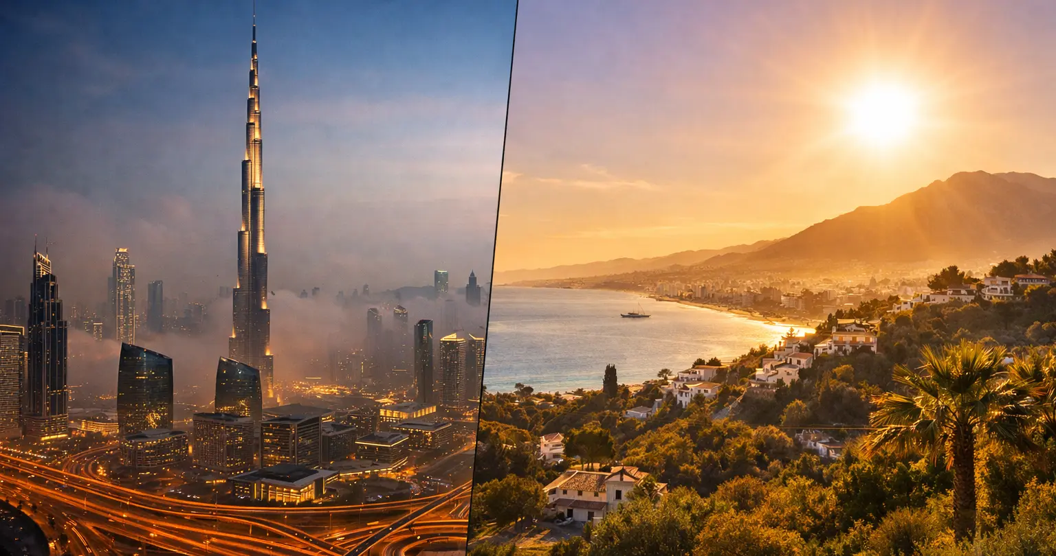 Dubai skyline vs Costa del Sol lifestyle Spain relocation 2026