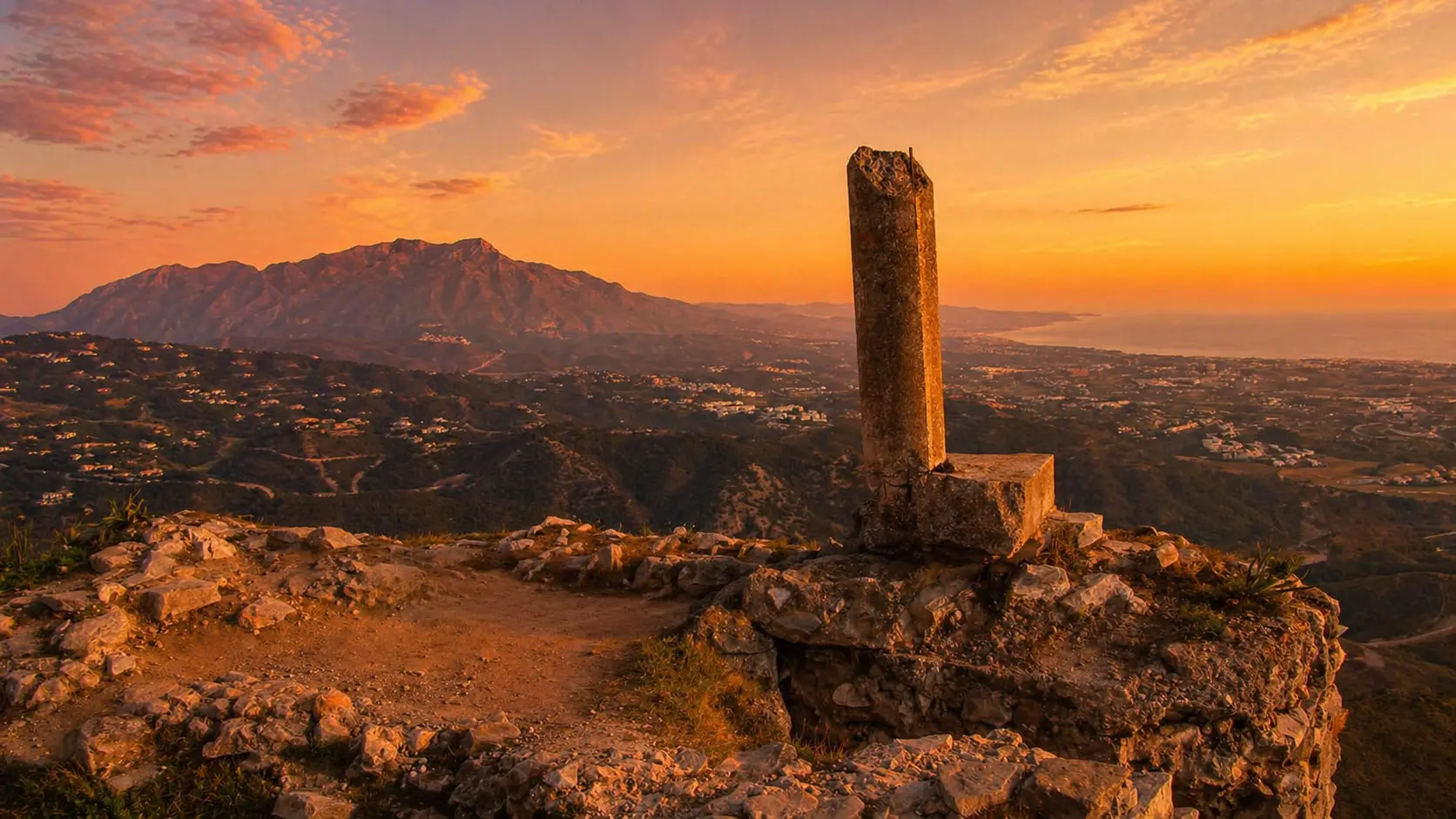 Sunset views from Montemayor Castle above Benahavis